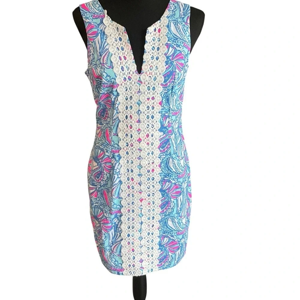 Lilly Pulitzer for Target 20th Anniversary Shift Dress Blue Seashell Print - Picture 2 of 12